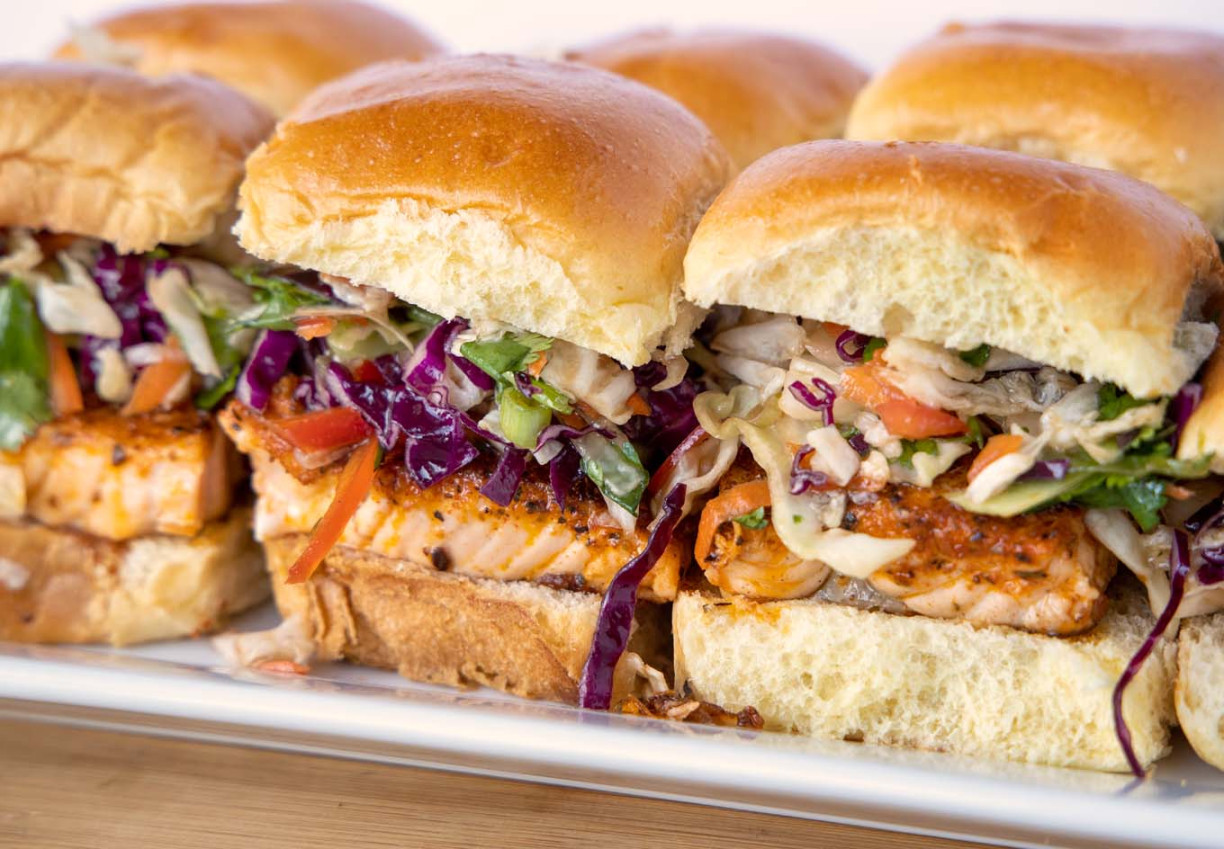 Blackened Salmon Sliders with an Asian Slaw Blackened Salmon Sliders with an Asian Slaw