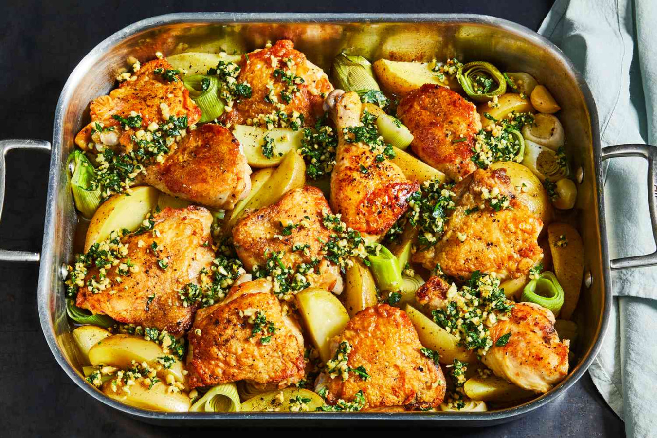 Chicken, Potatoes, and Leeks with Pine Nut Gremolata Chicken, Potatoes, and Leeks with Pine Nut Gremolata