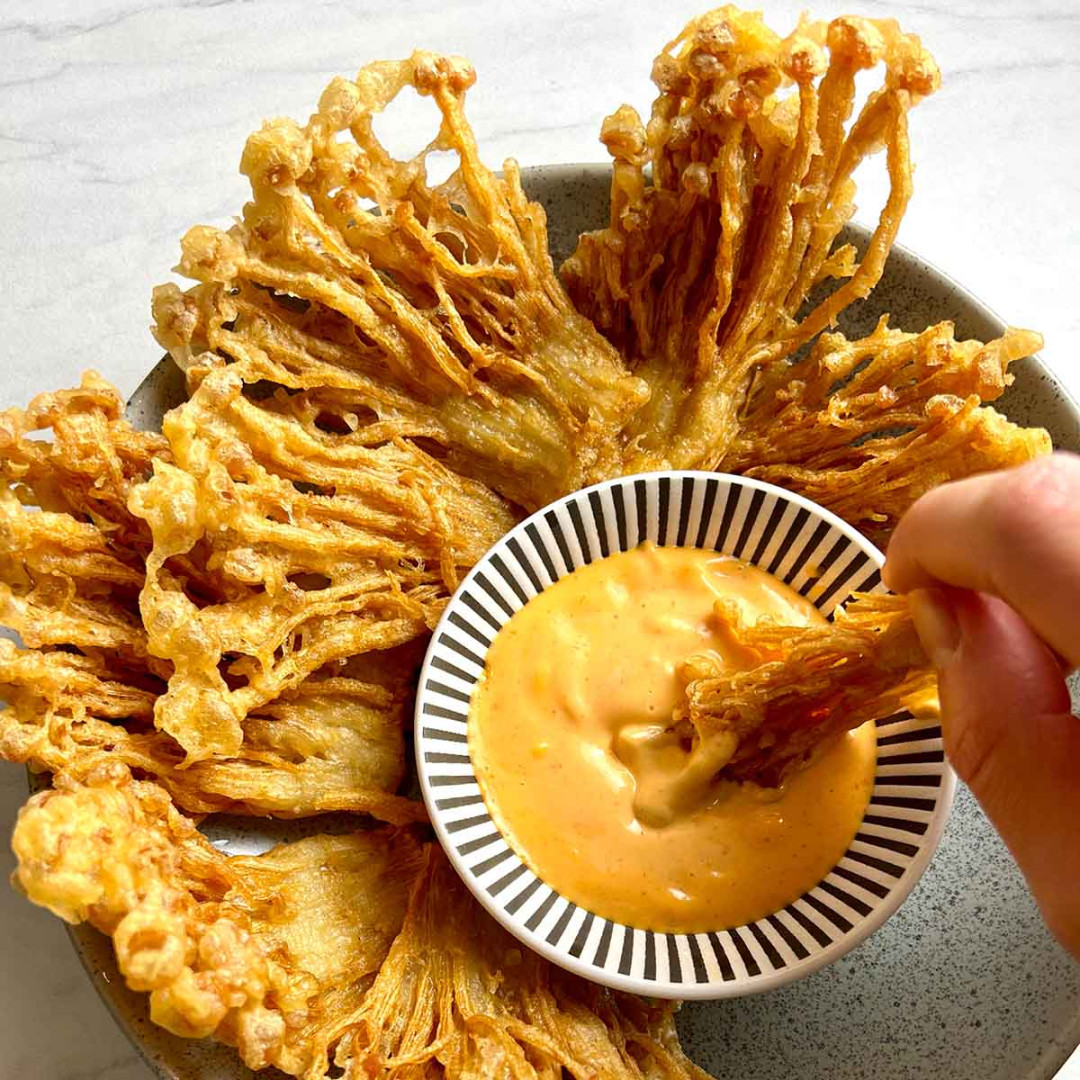 Fried Enoki Mushrooms Fried Enoki Mushrooms